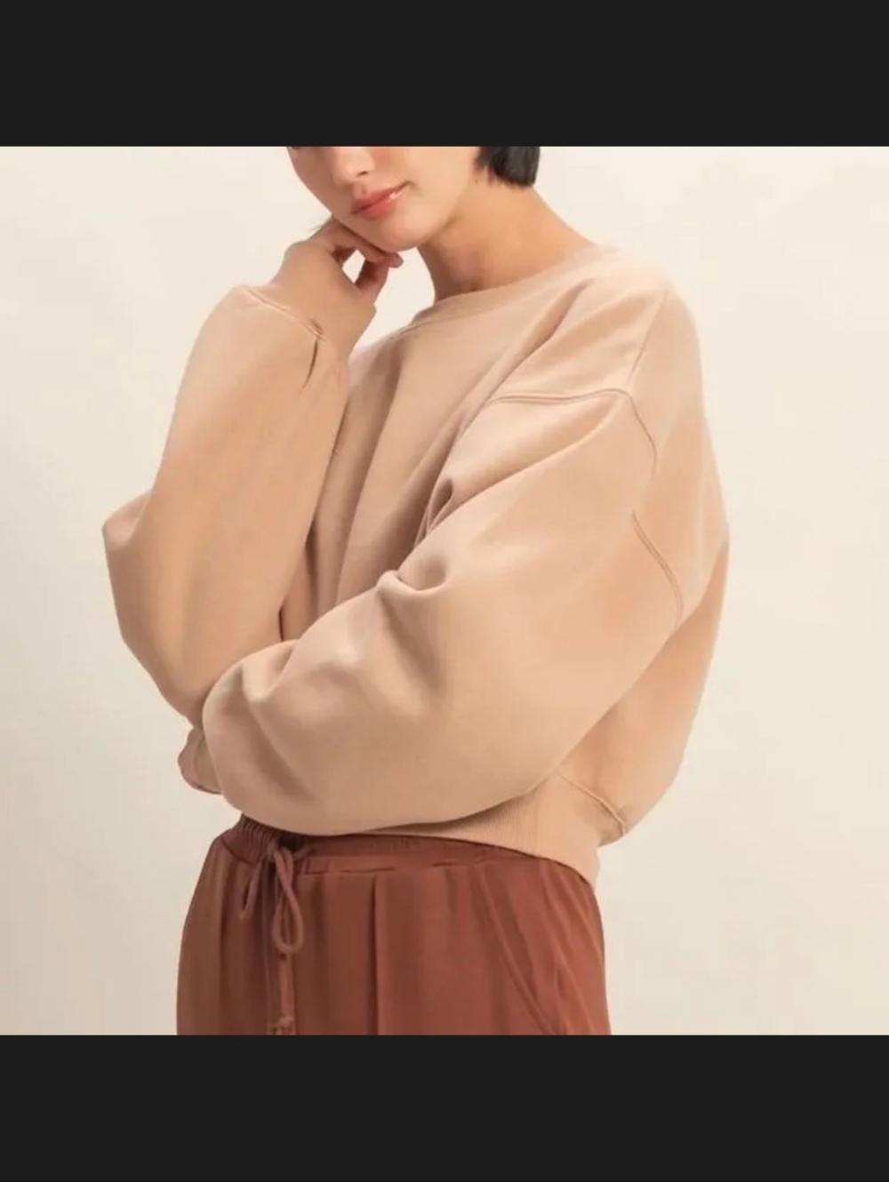 Double Zero Cropped Sweatshirt In Tan Color Sz Large NWOT - Picture 3 of 3